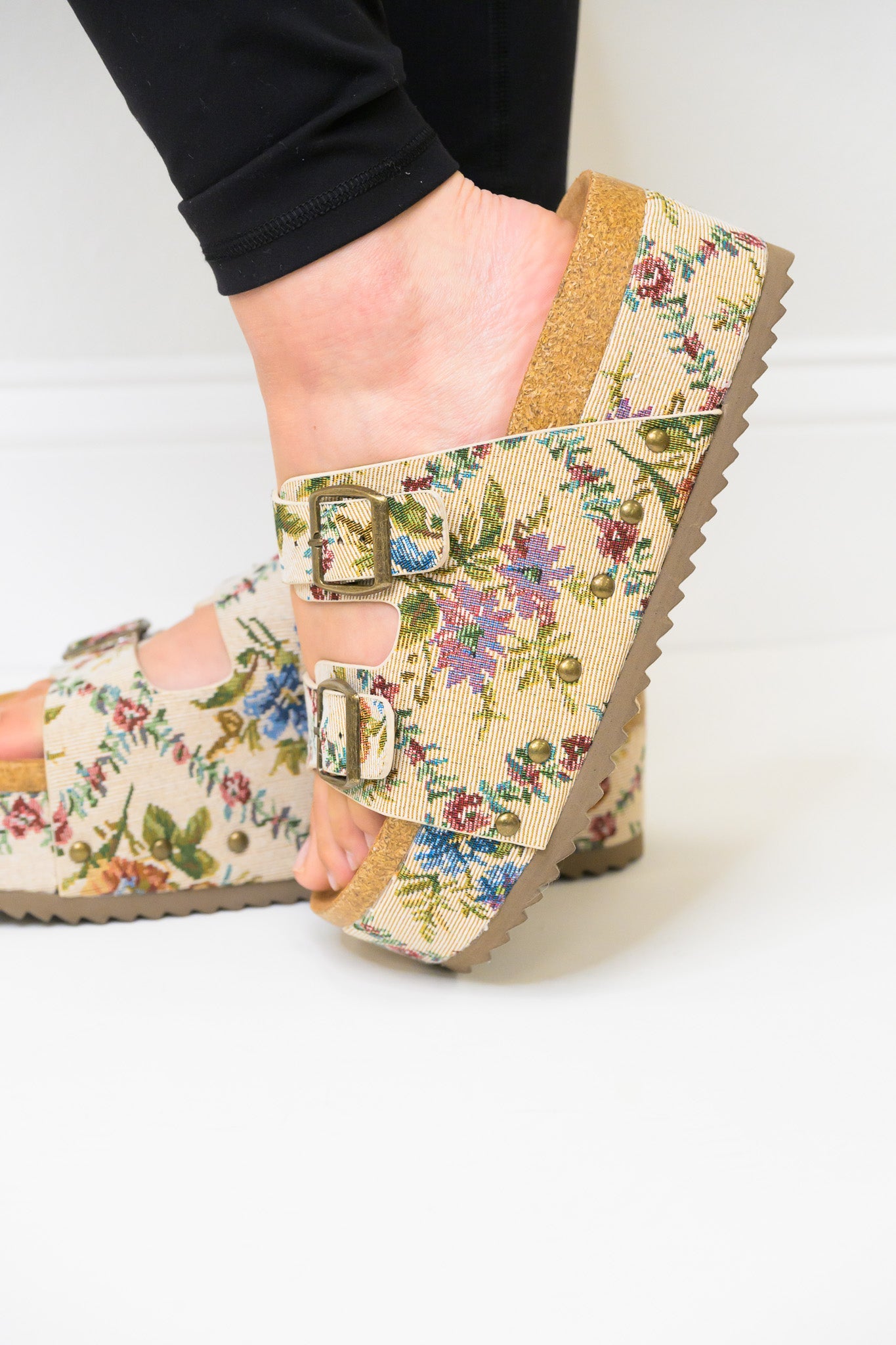 Corky's Wannabe Platform Sandals - Sand Brocade Floral
