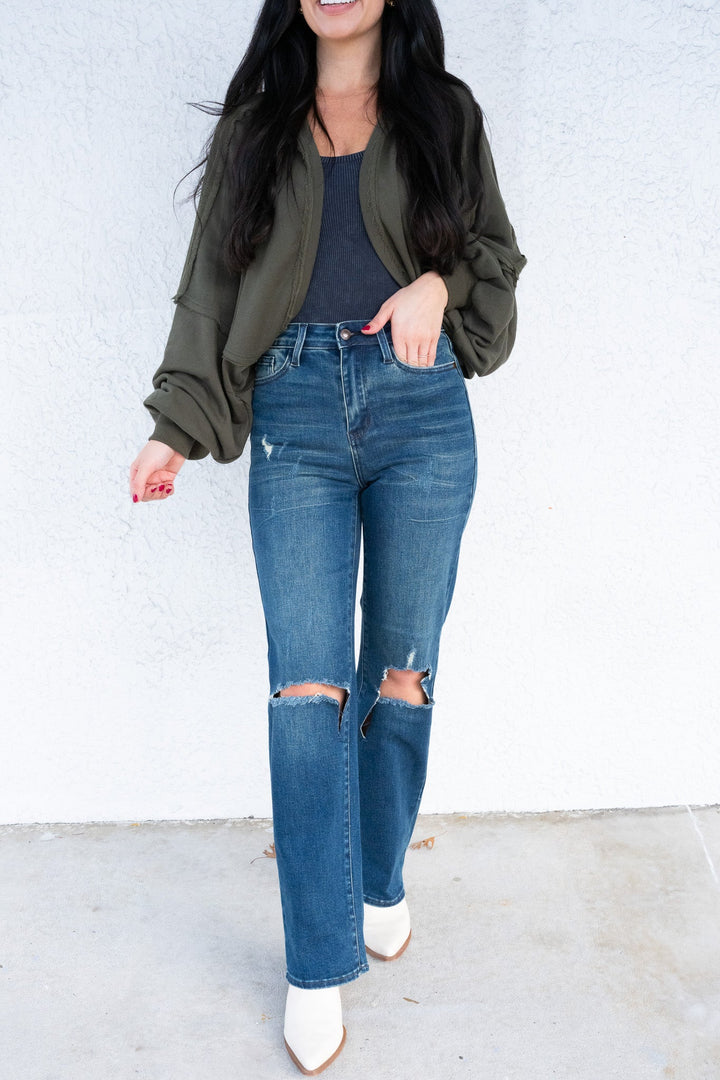The Brandi By Judy Blue - High Rise Distressed Dad Jeans