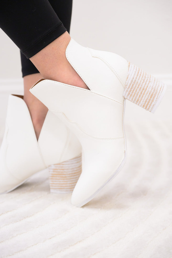 Brooklyn Western Ankle Booties - White