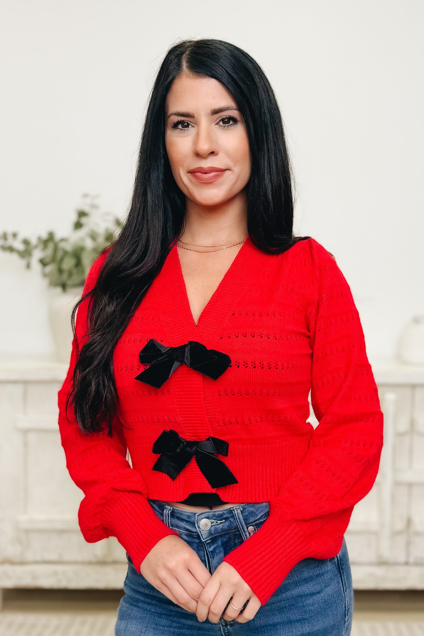 Open Surprise Bow Cardigan