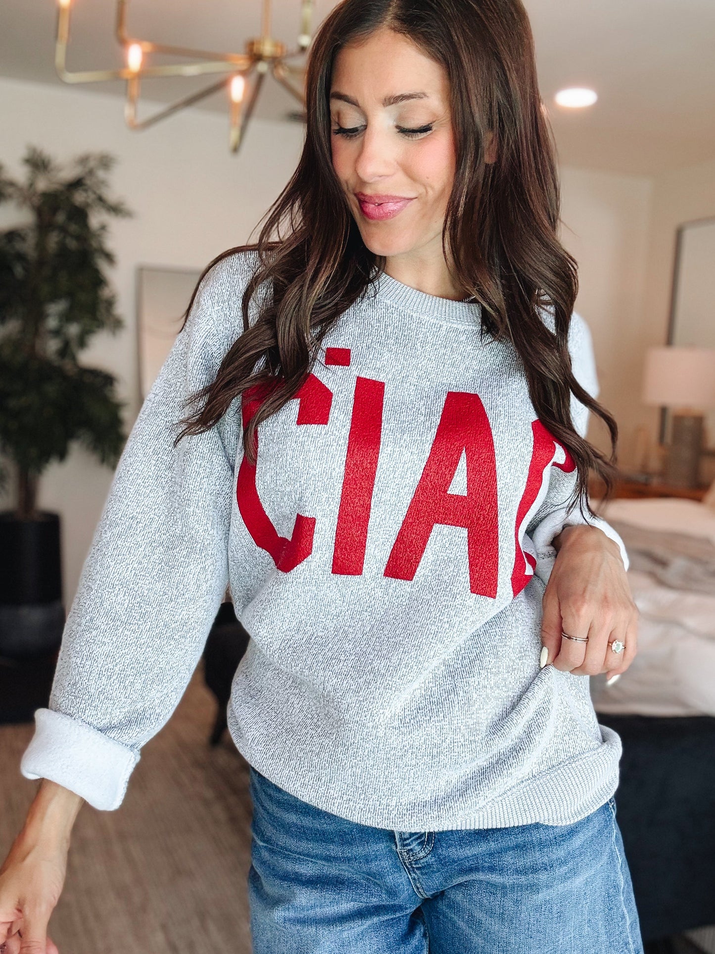 Ciao Bella Graphic Sweatshirt - Light Grey