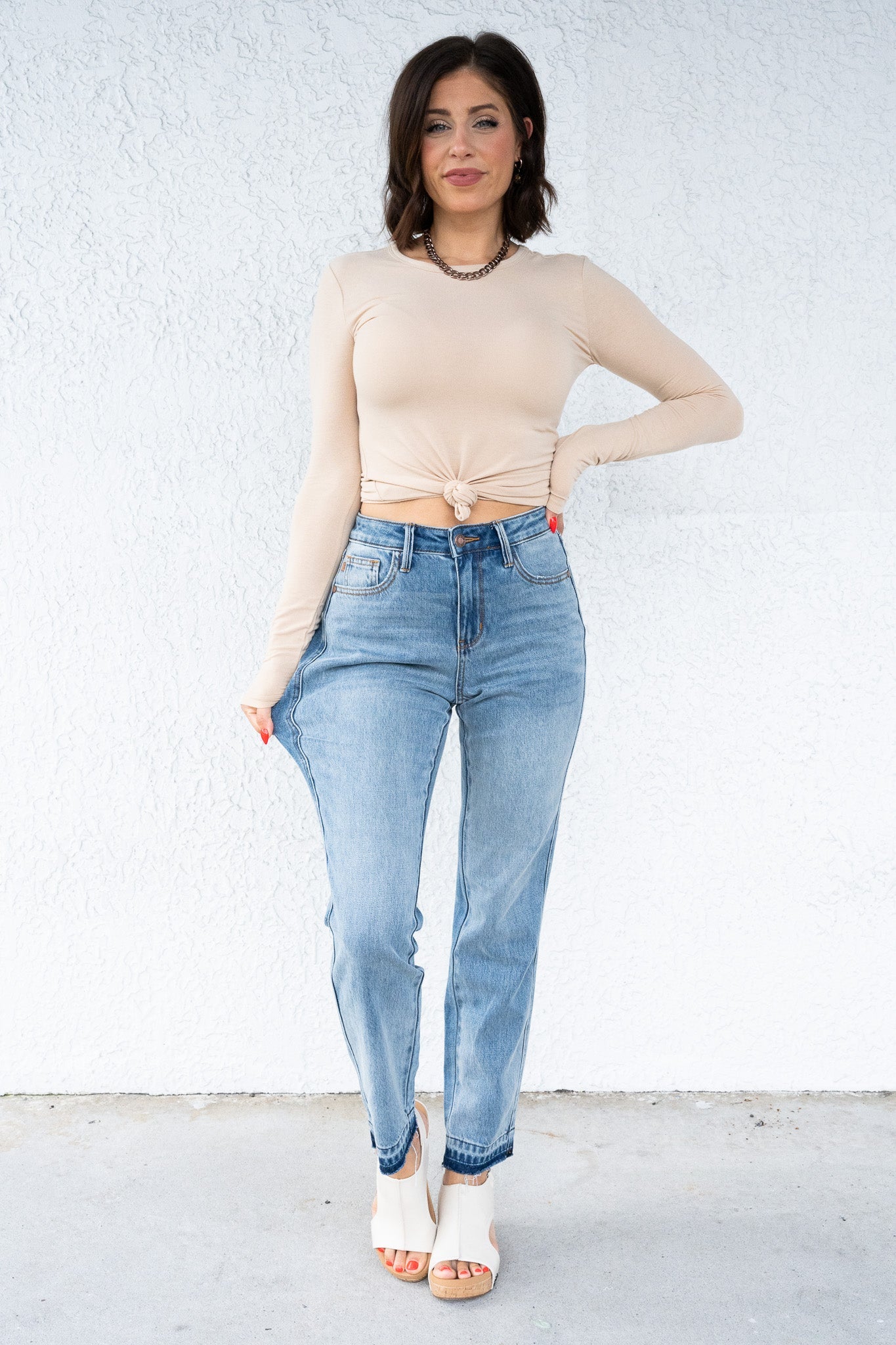 Becky By Judy Blue - Mid Rise Rigid Magic Release Hem Boyfriend Jeans *JB