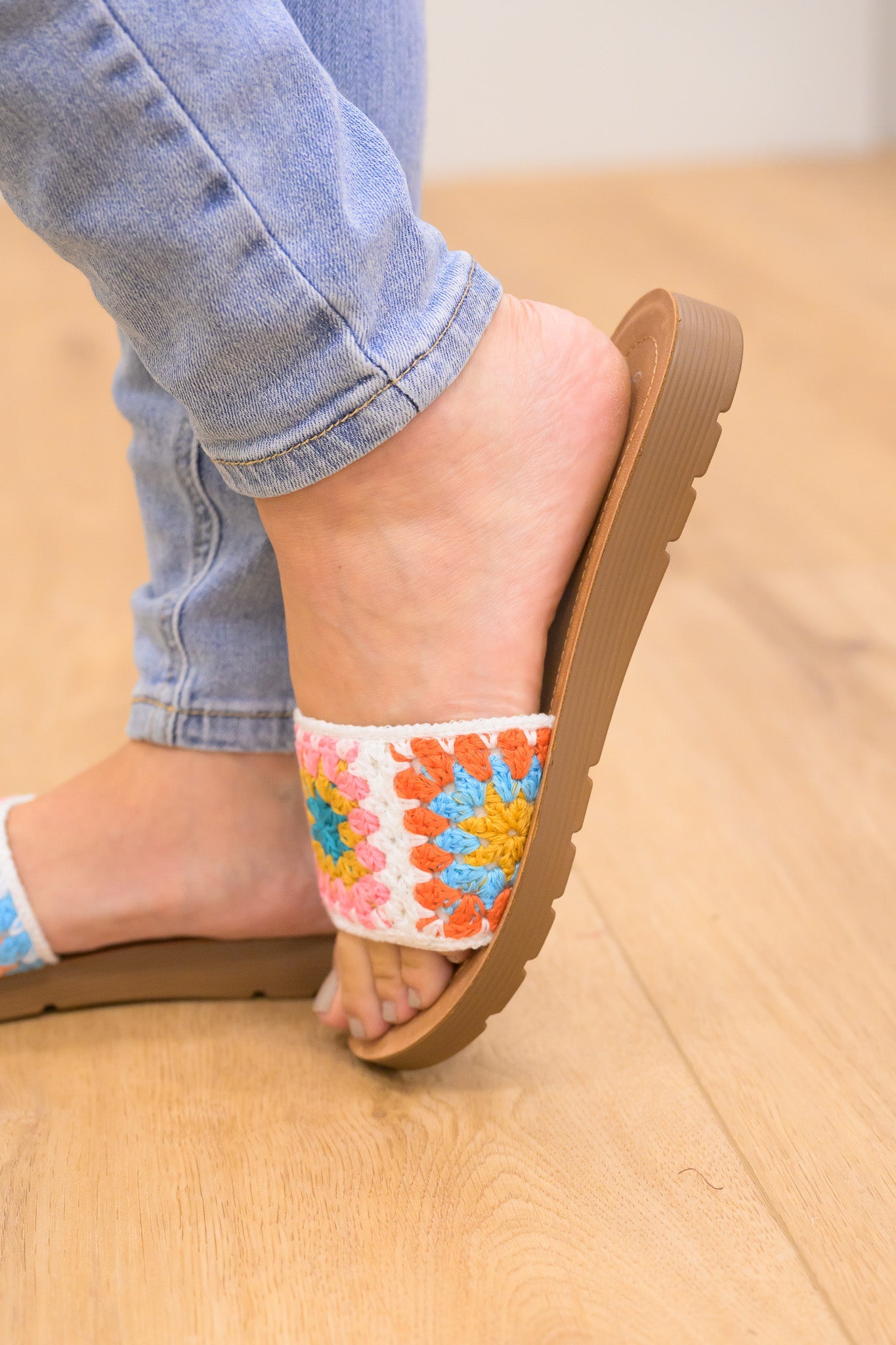 Forever Granny Square Crochet Sandal - White