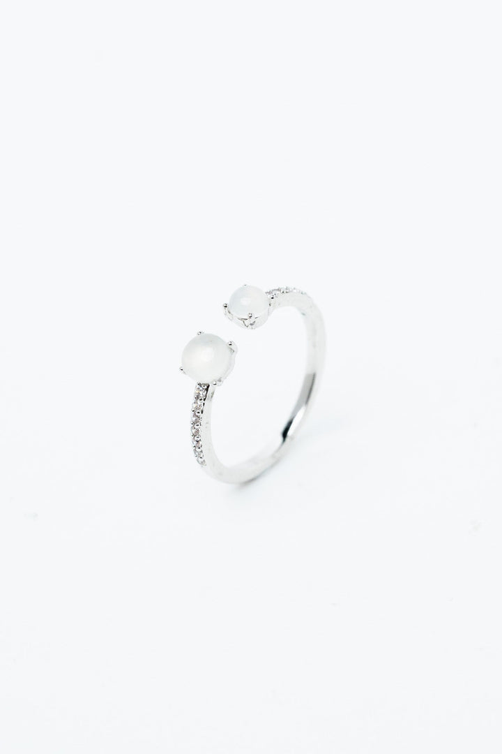 Lucinda Ring Double Round - Silver Opal