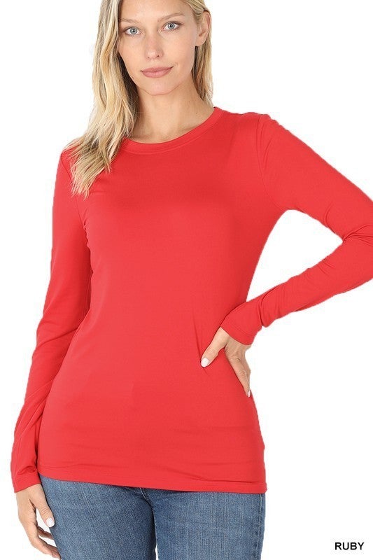 Slimming Long Sleeve Round Neck Tee
