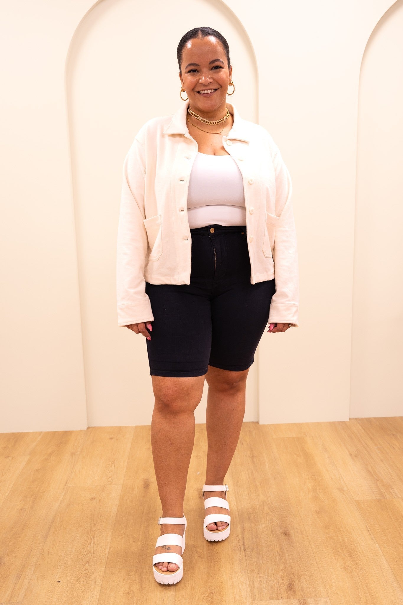 Judy Blue Babe Watch High Rise Tummy Control Bermuda Shorts - Navy