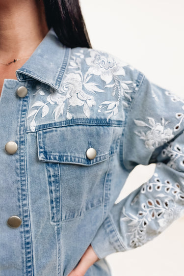 Take Me With You Floral Denim Jacket - 2 Colors!