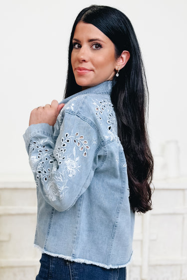 Take Me With You Floral Denim Jacket - 2 Colors!