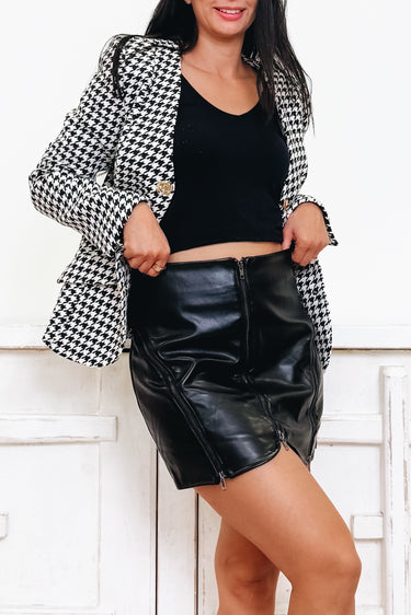 The Sassy Staple Faux Leather Skirt - Black