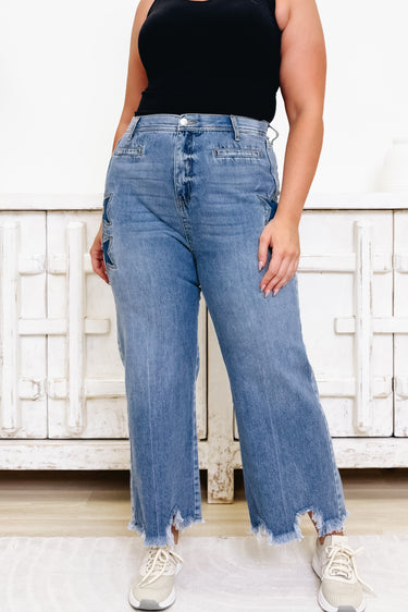 Lucky Star By Saige Denim - Wide Leg Star Jeans