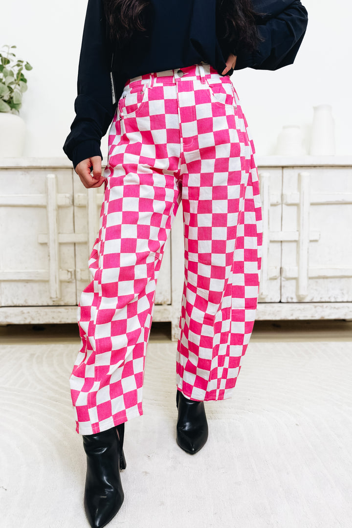 Fast Lane Checkered Barrel Pants - 2 Colors!