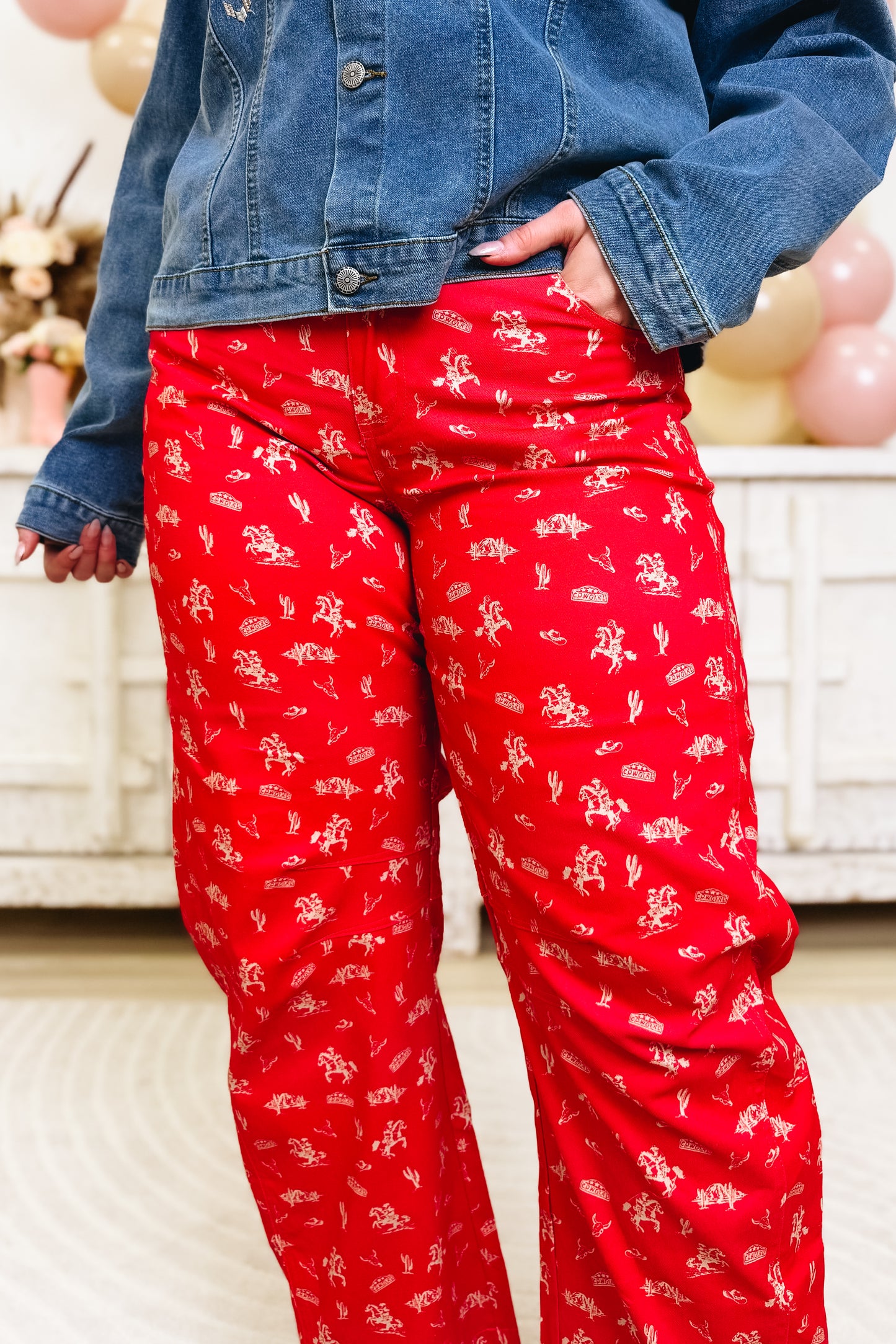 Saddle Up For A Good Western Pants - Red Multi