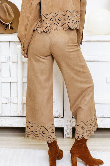 Even Still Suede Wide Leg Pants - Camel