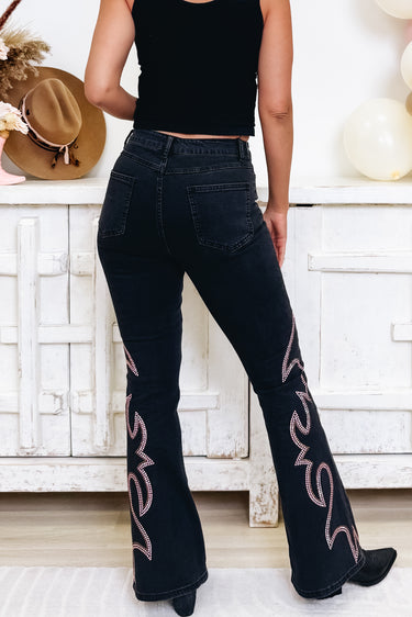 Rodeo Queen By Saints & Hearts - Embellished Flare Jeans - Black