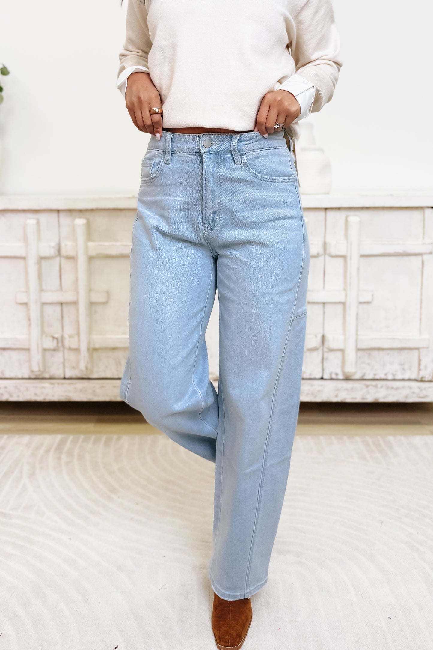 Built Different By Flying Monkey - High Rise Barrel Jeans