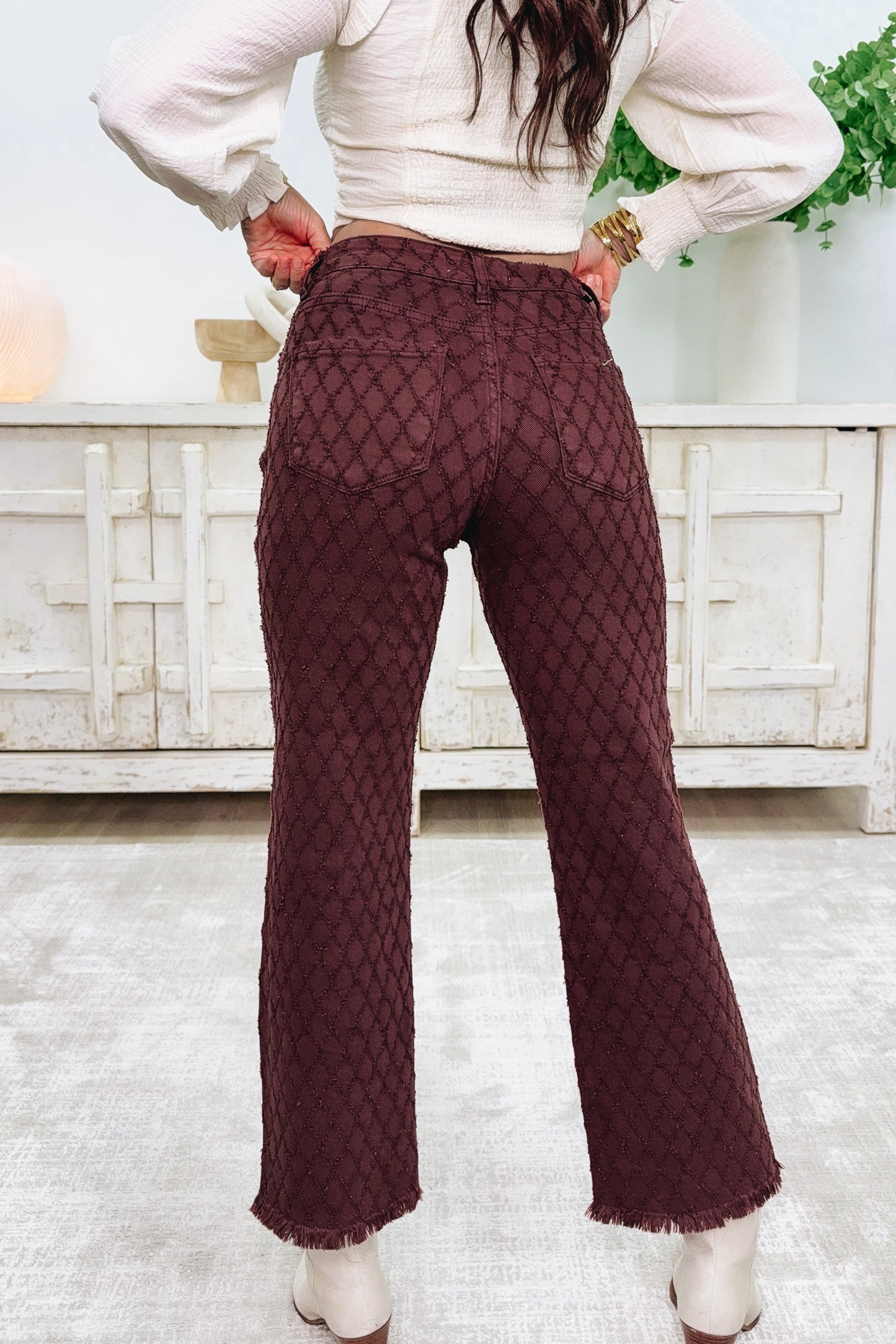Honey Crush By Risen - High Rise Tummy Control Straight Jeans - Choco Brown