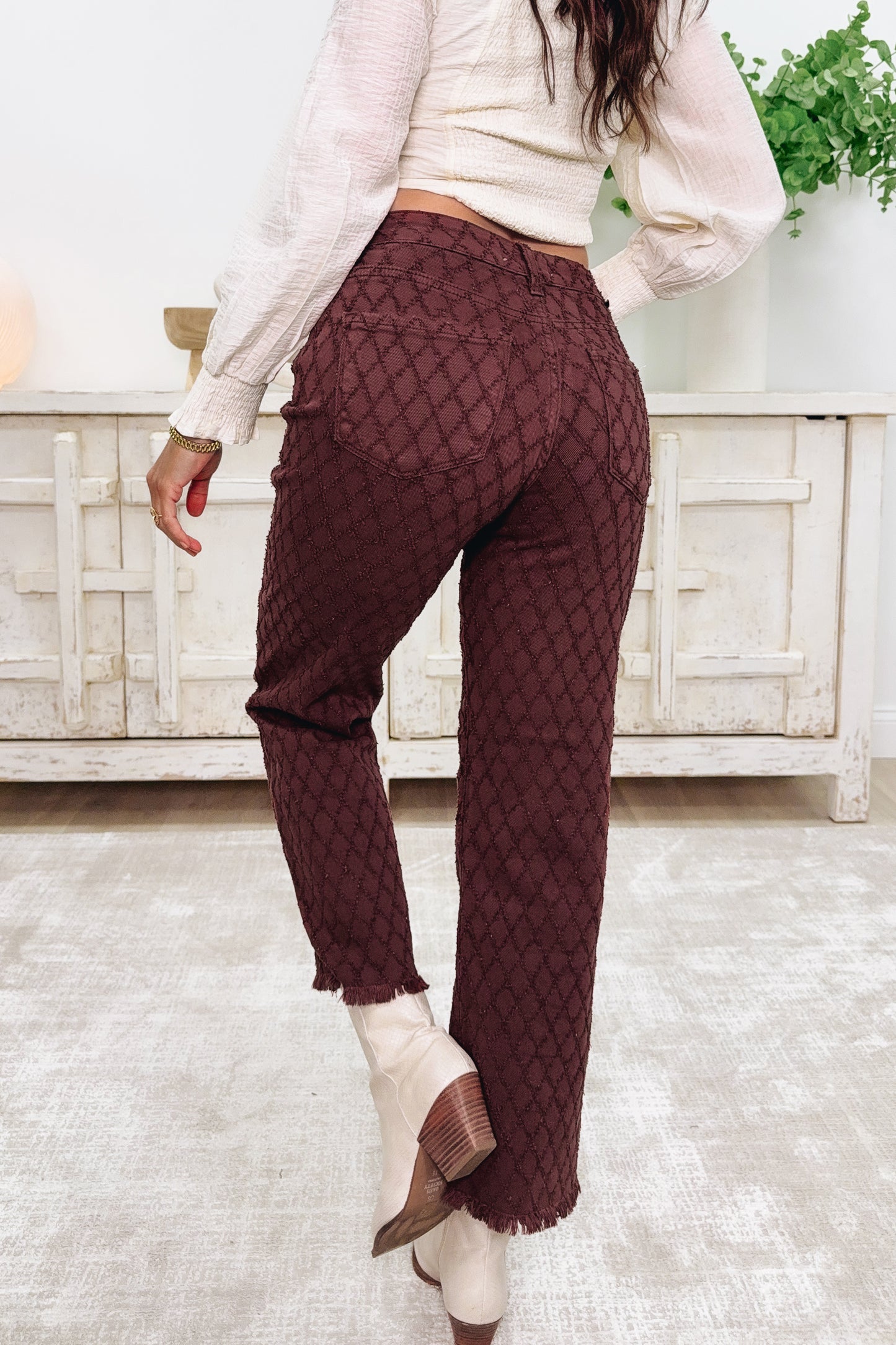 Honey Crush By Risen - High Rise Tummy Control Straight Jeans - Choco Brown