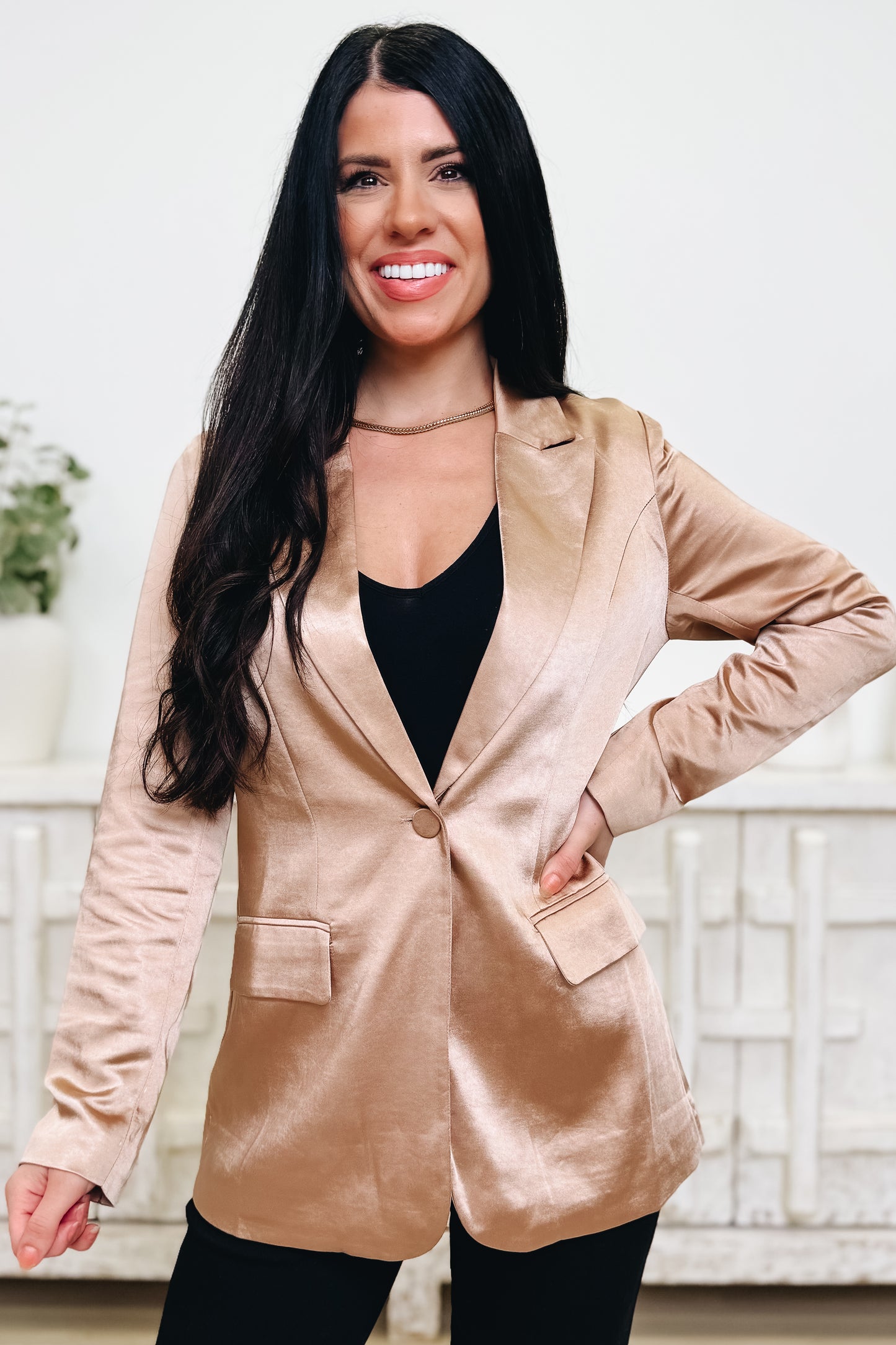 Keeping It Brief Satin Blazer - 2 Colors!