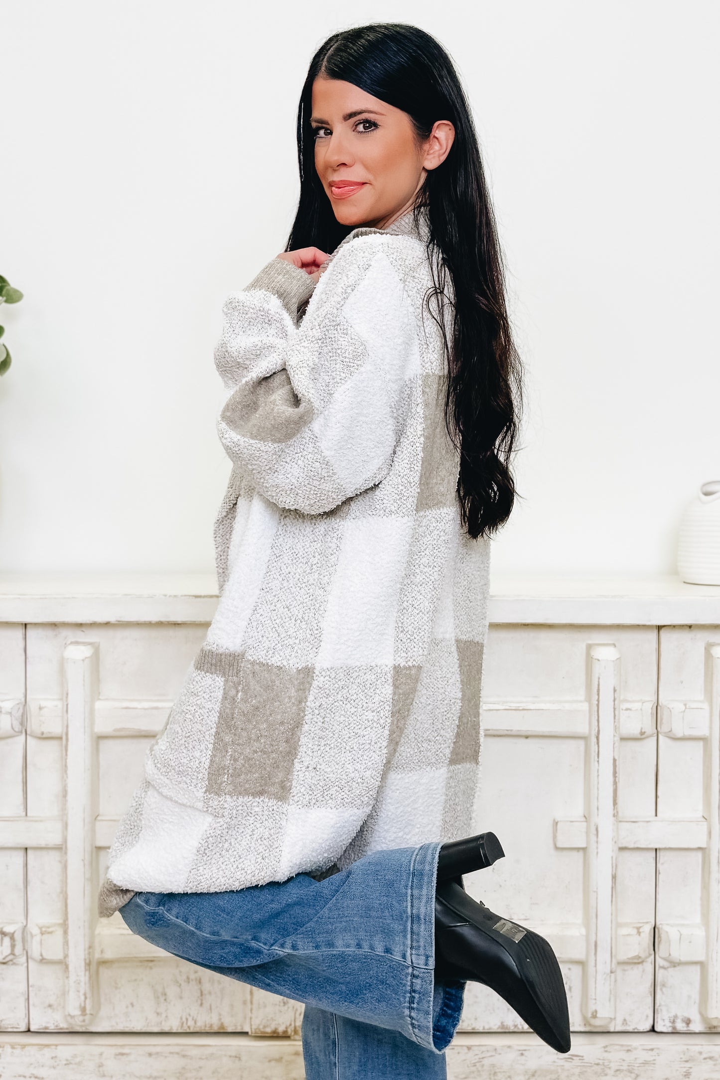 Soft Served Comfort Checkered Cardigan