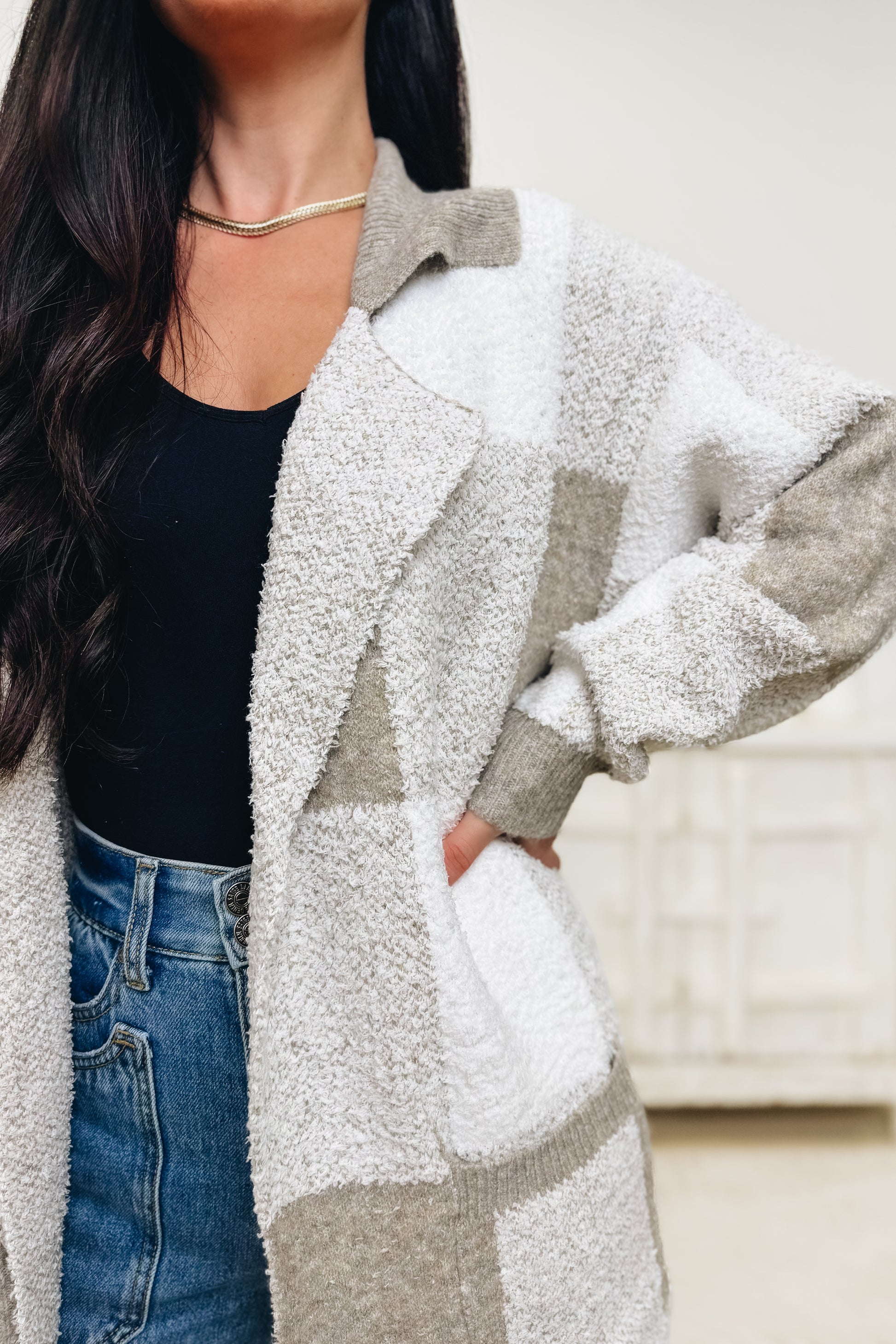 Soft Served Comfort Checkered Cardigan