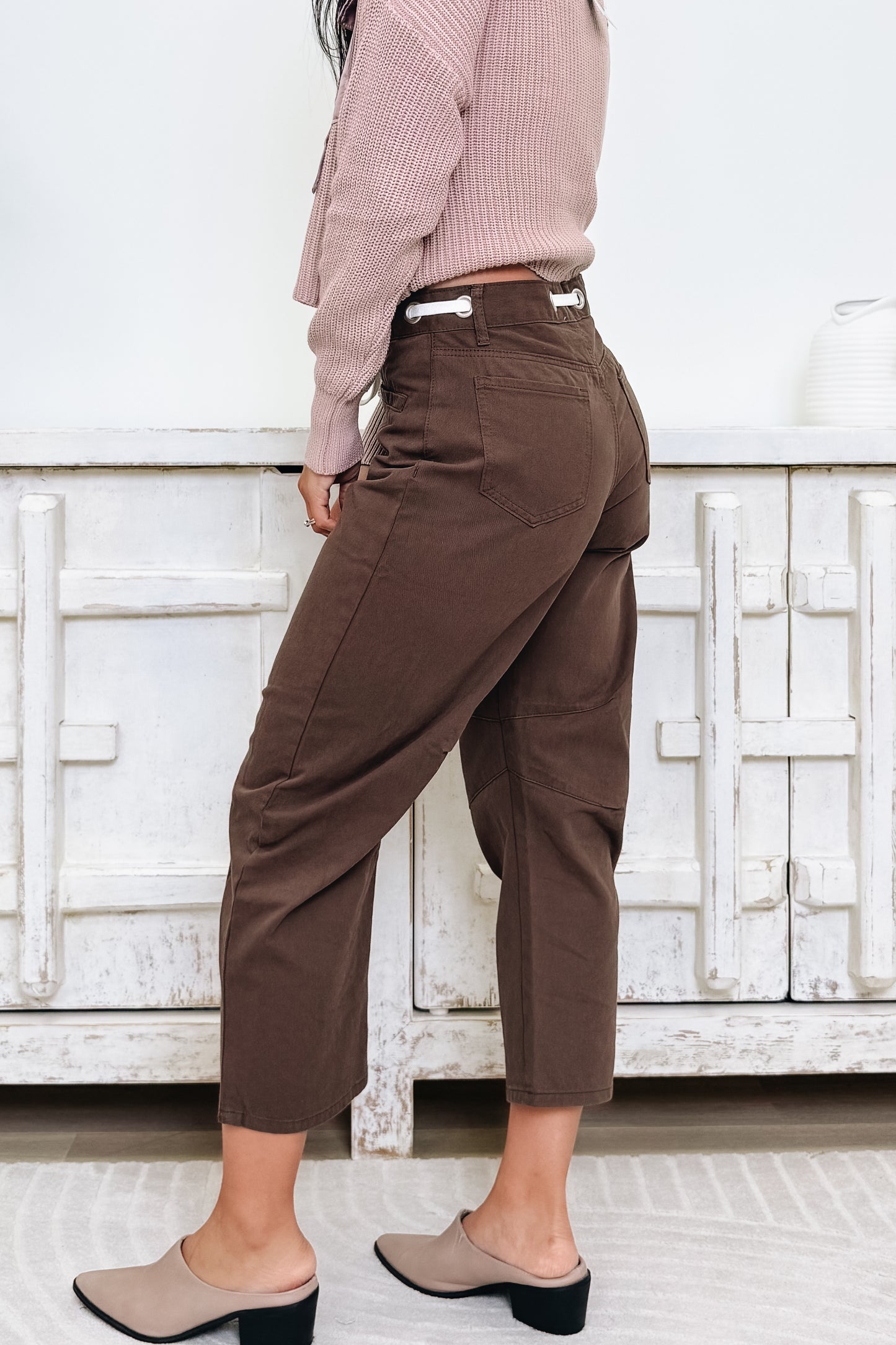 Worn Wild By Le Lis - High Rise Barrel Jeans - Chocolate