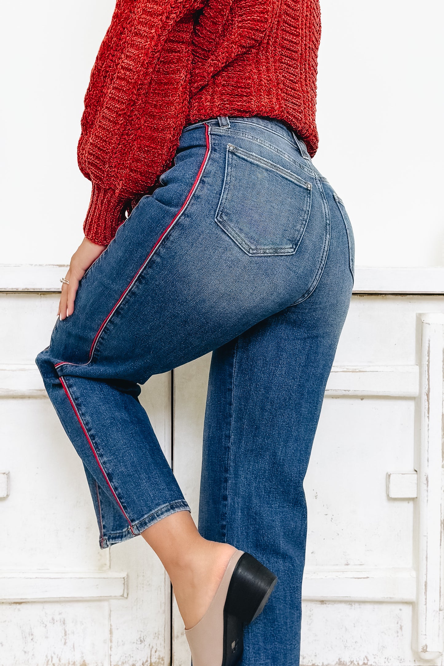 Let's Ride Wide Leg Jeans - Medium Indigo