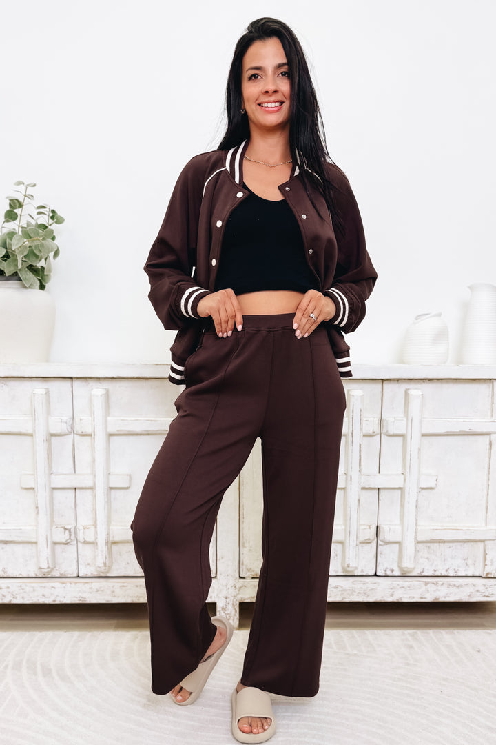 Sporty Chic Scuba Sleek Pants - Brown