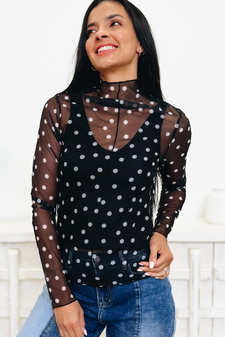 Playful Points Mesh Top