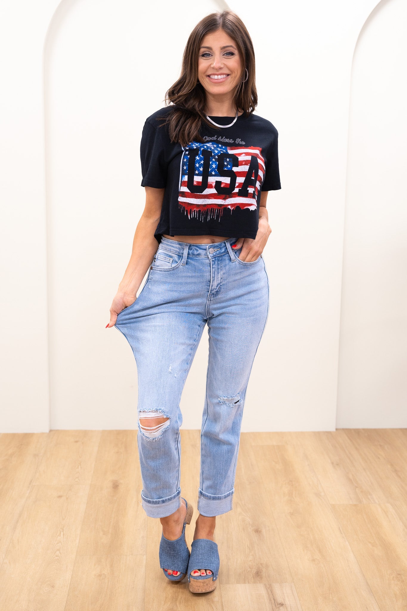 Judy Blue Star Struck Mid Rise Cuff Boyfriend Jeans *JB