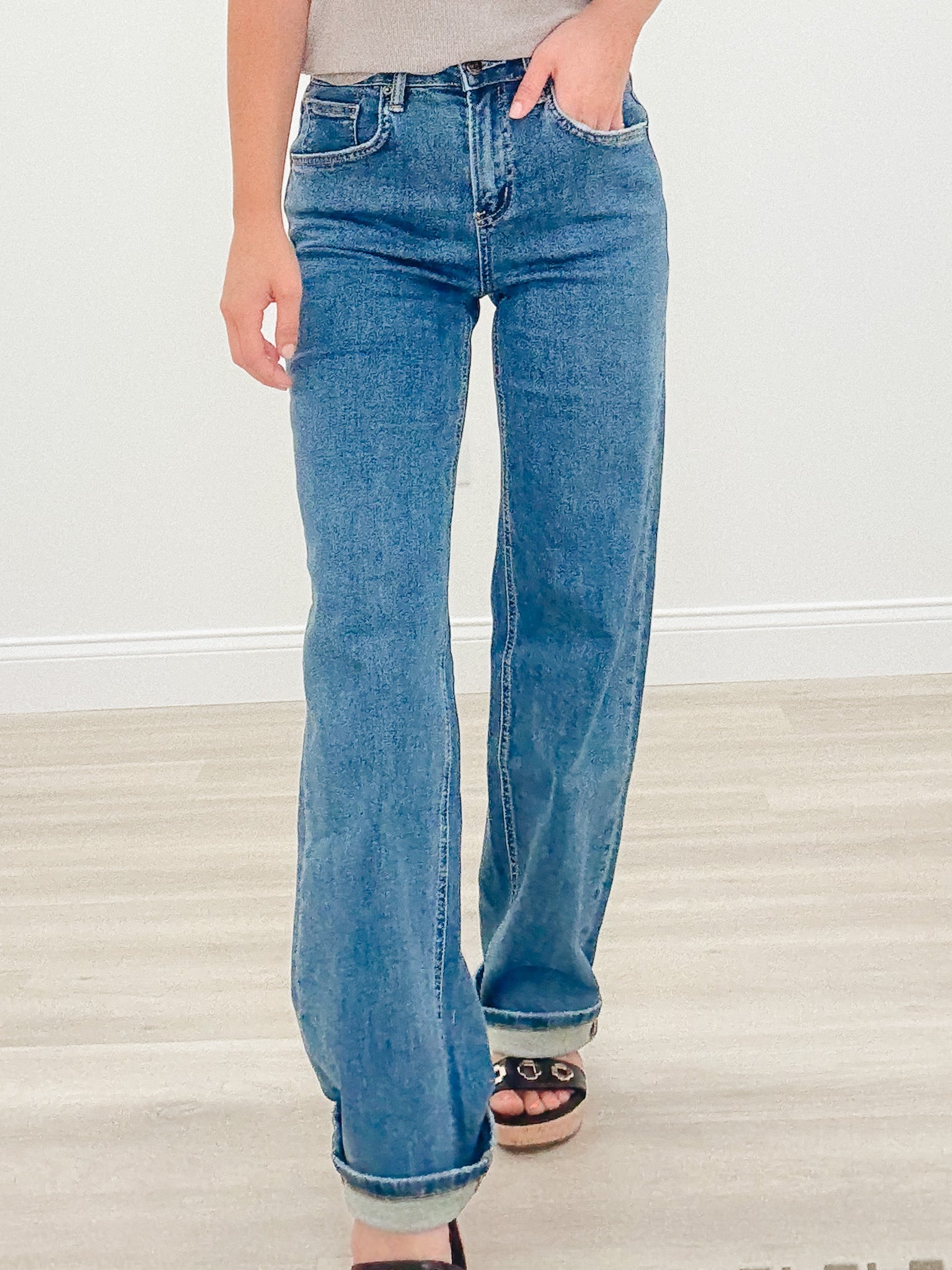 She's A Real One By Mica - High Rise Loose Fit Straight Jeans - Real Indigo