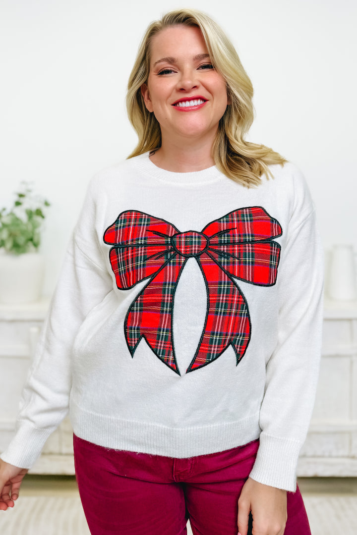 Christmas Plaid Bow Sweater