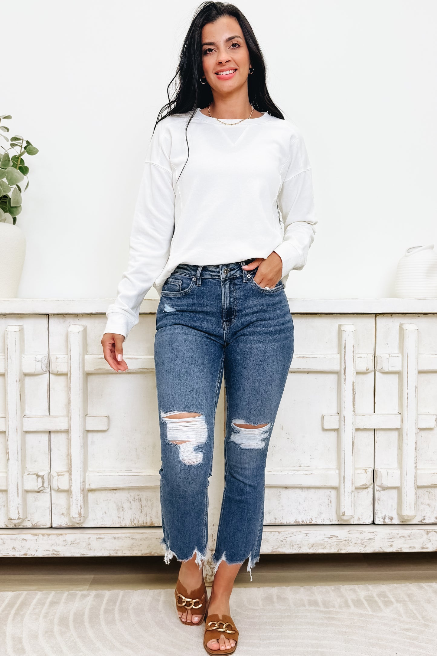Sweet Sort Of Love By Mica - High Rise Bootcut Jeans - Bluish Blue