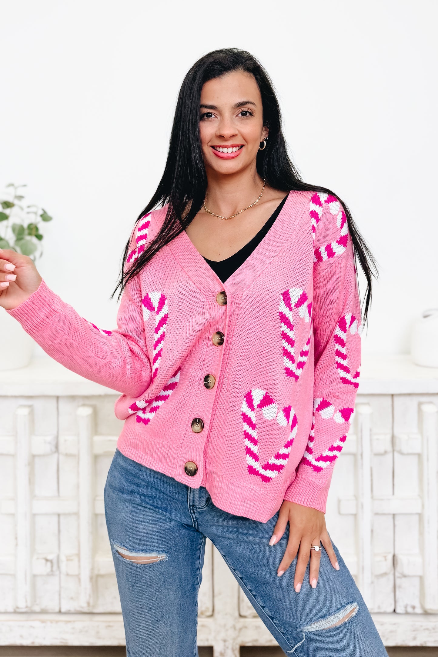 No Shame In Candy Cane Sweater Cardigan