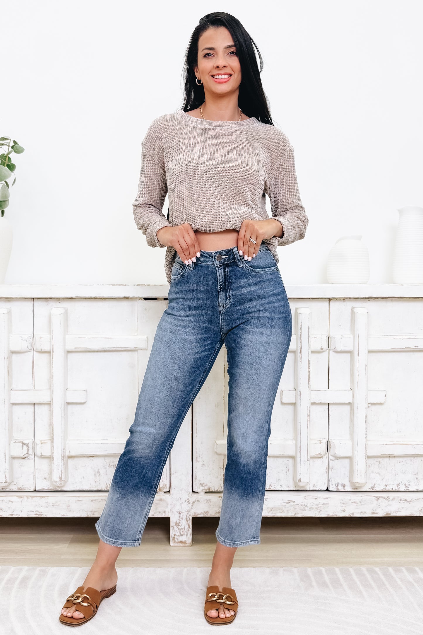Faded Love By Mica - High Rise Relaxed Straight Jeans Vintage Fun