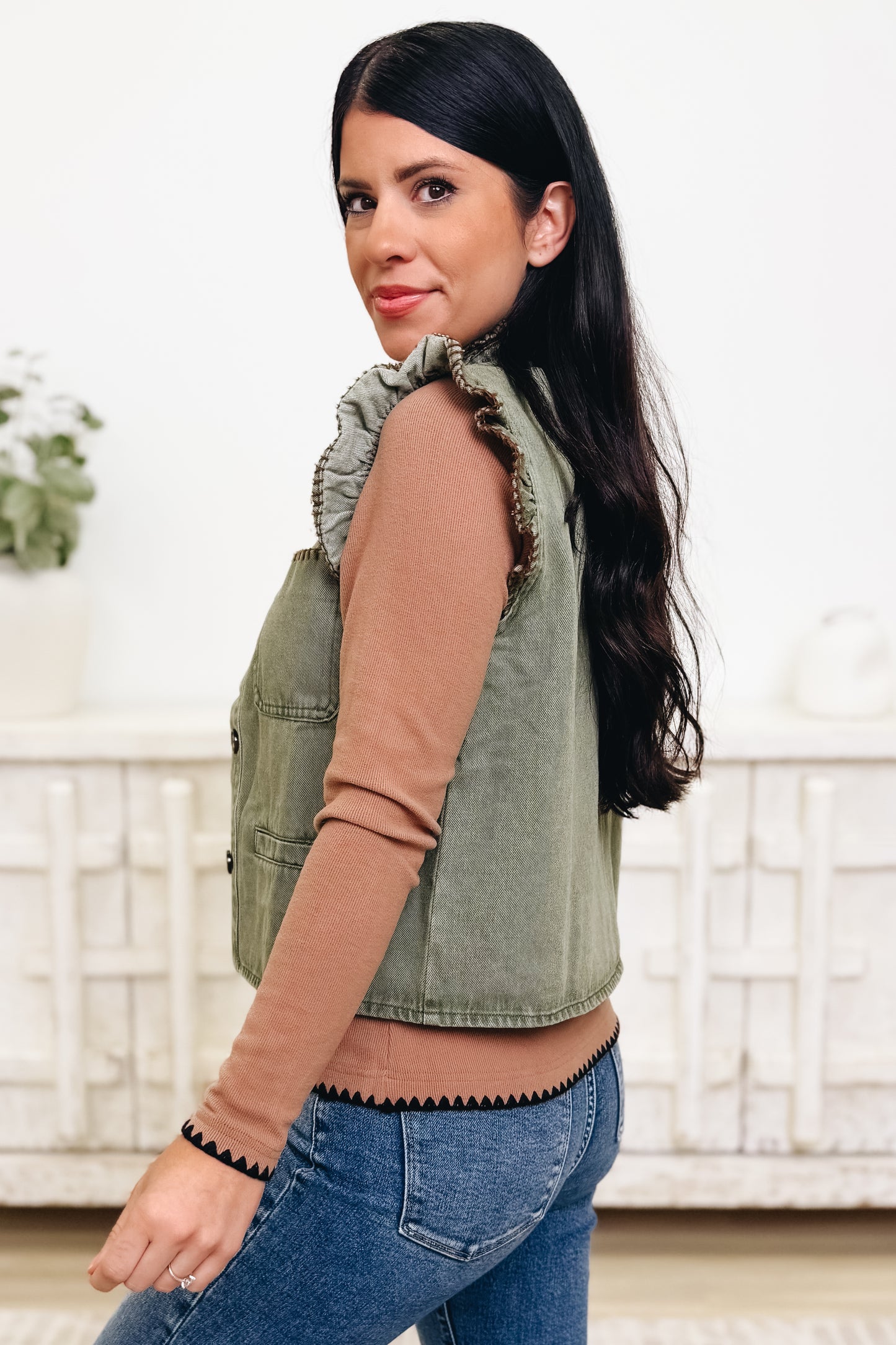 Flirty In Fringe Ruffle Vest