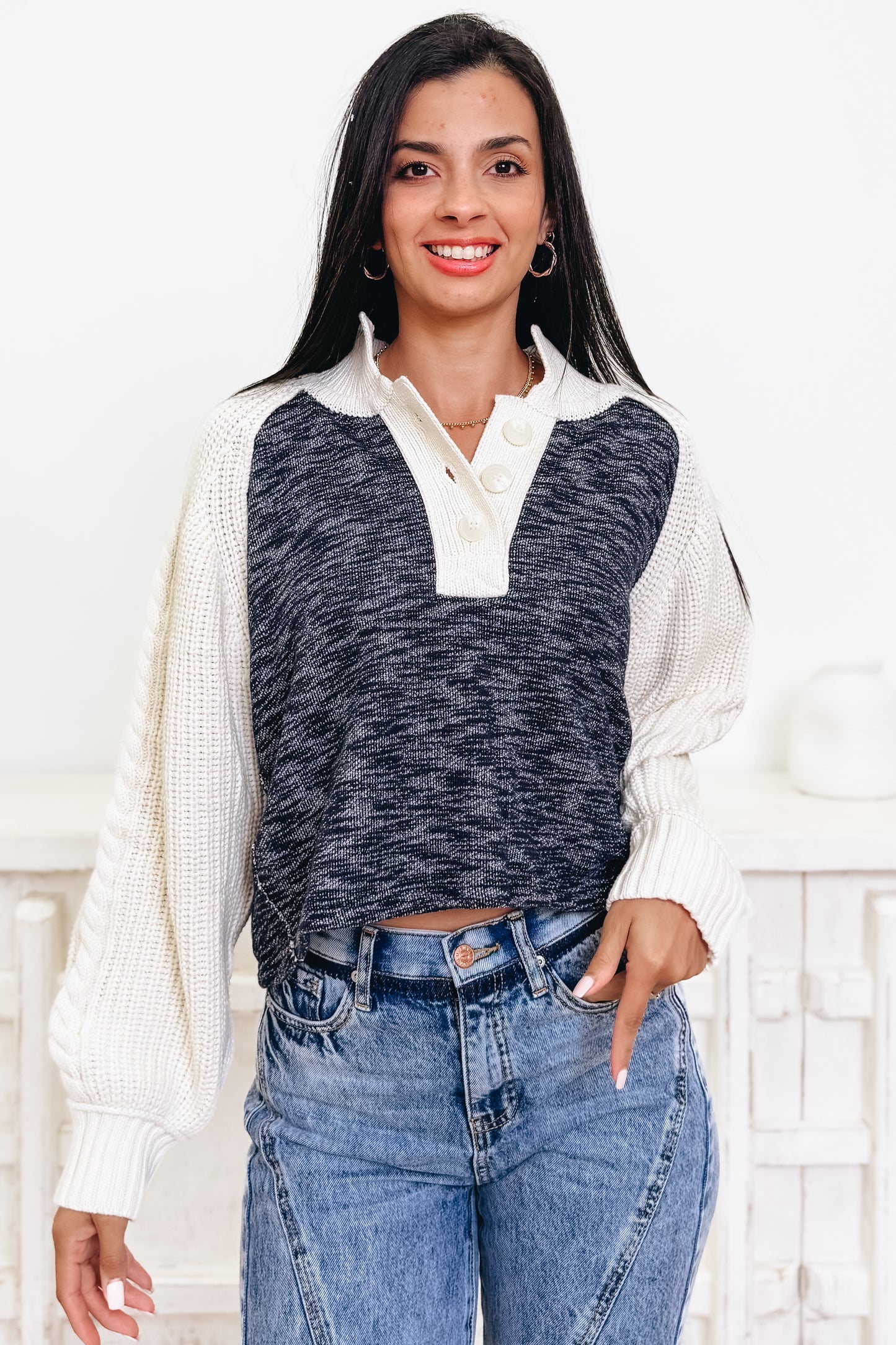 Mixing It Up Collared Sweater