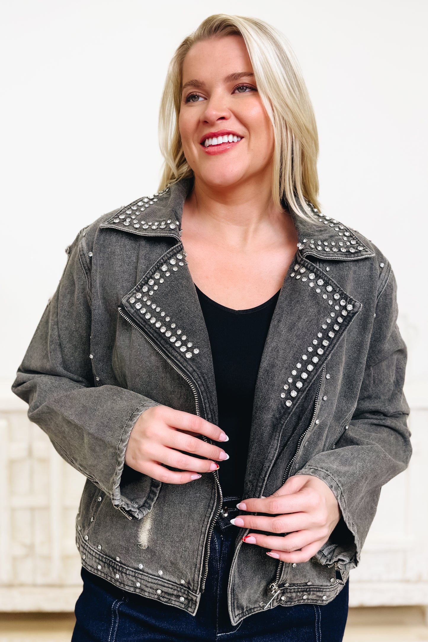 Sweet Shine Denim Jacket - Black Denim