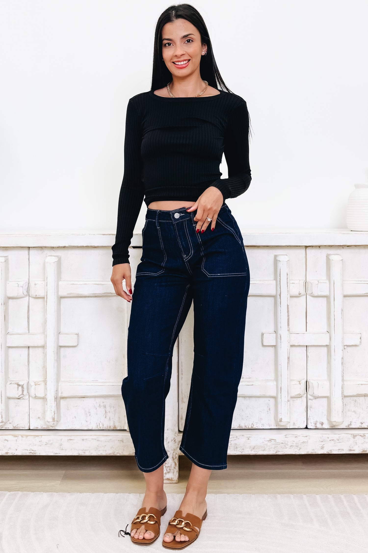 Cool Intentions By Mica - High Rise Barrel Leg Jeans