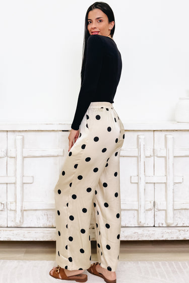Spotlight On You Polka Dot Pants - Taupe Black Dots