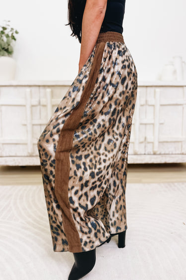 Roam Free Leopard Wide Leg Pants - Taupe Leopard