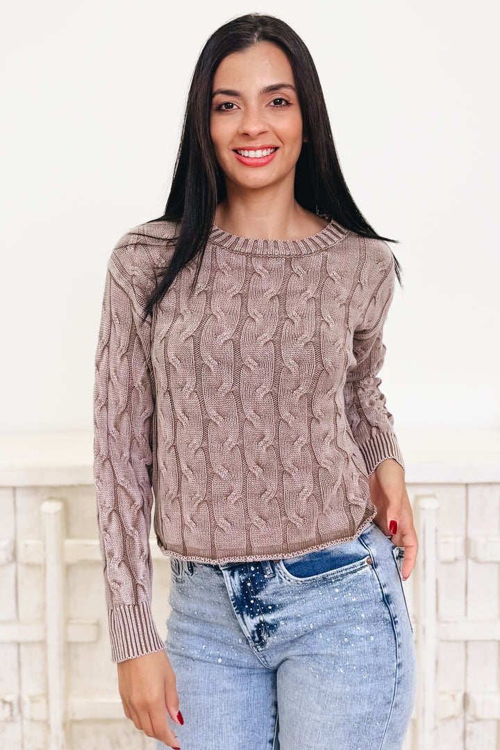 Fireside Favorite Cable Knit Sweater - 2 Colors!