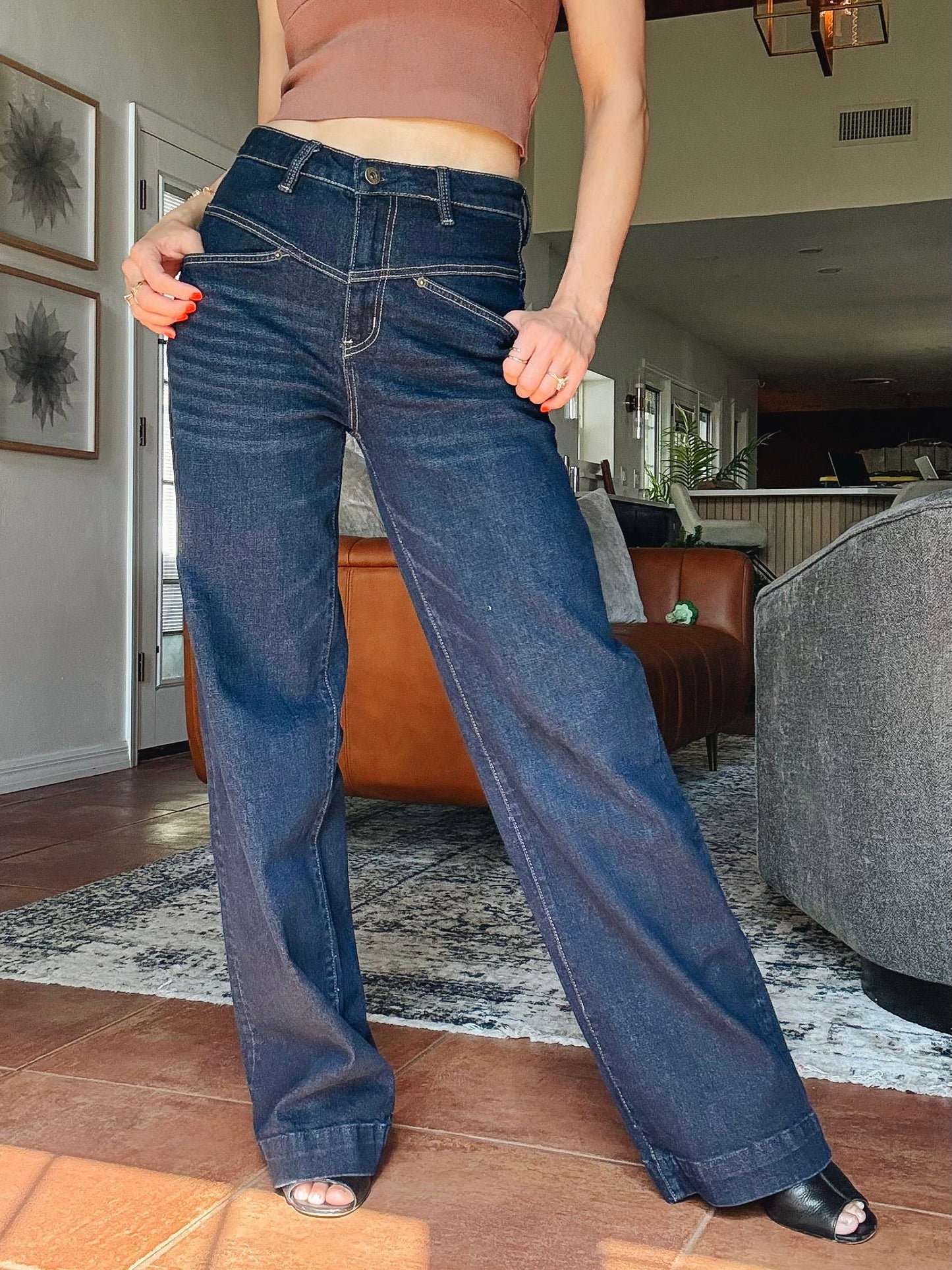 The Real Deal By Mica - High Rise Wide Leg Yoke Jeans