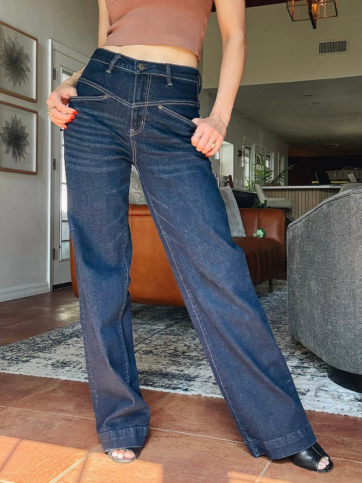 The Real Deal By Mica - High Rise Wide Leg Yoke Jeans