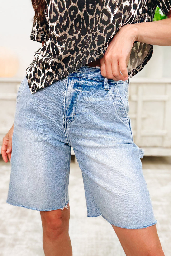 Island Girl By Risen - High Rise Bermuda Side Tab Shorts - Light