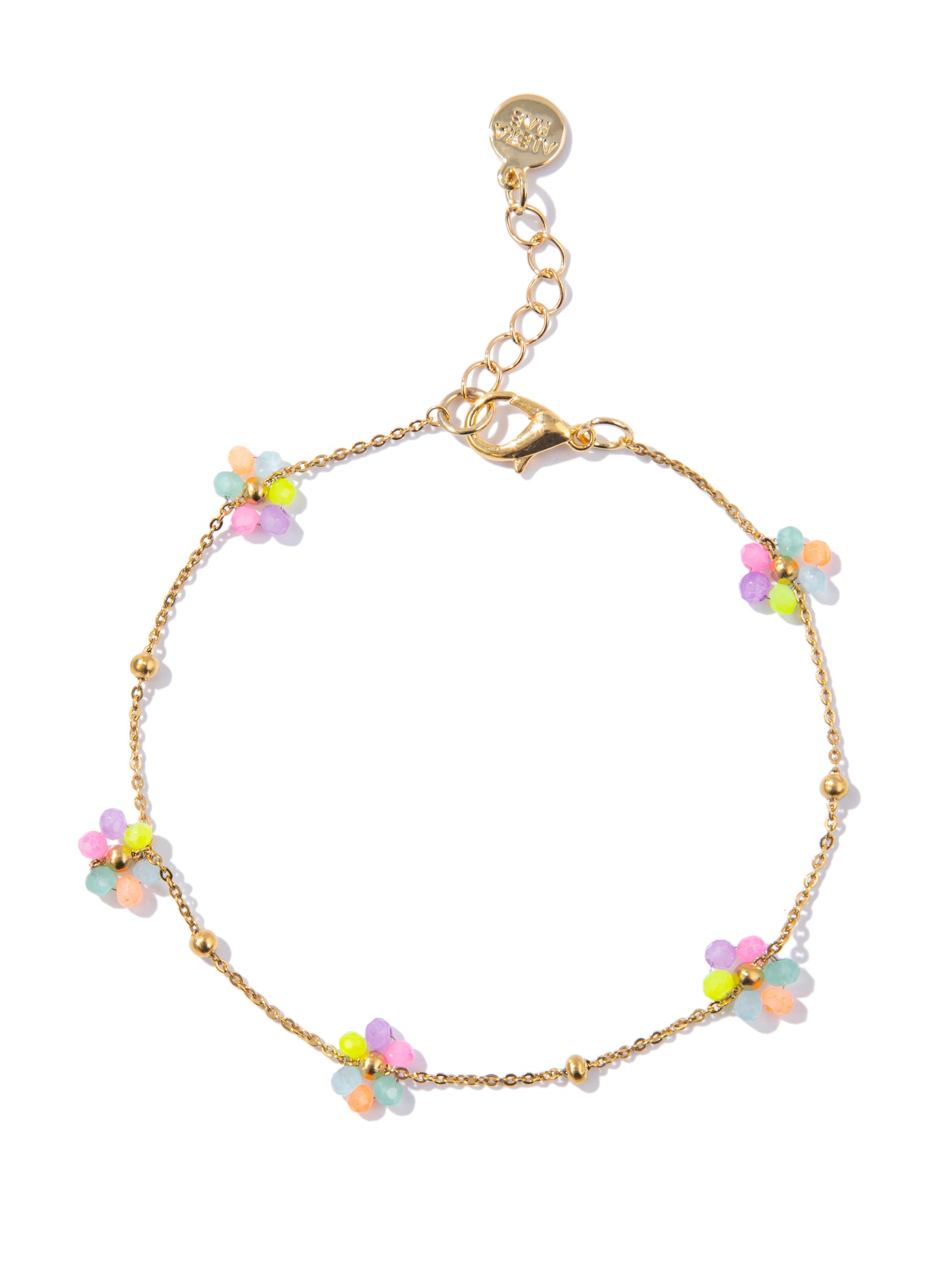Neon Bloom Anklet - Gold Neon Multi