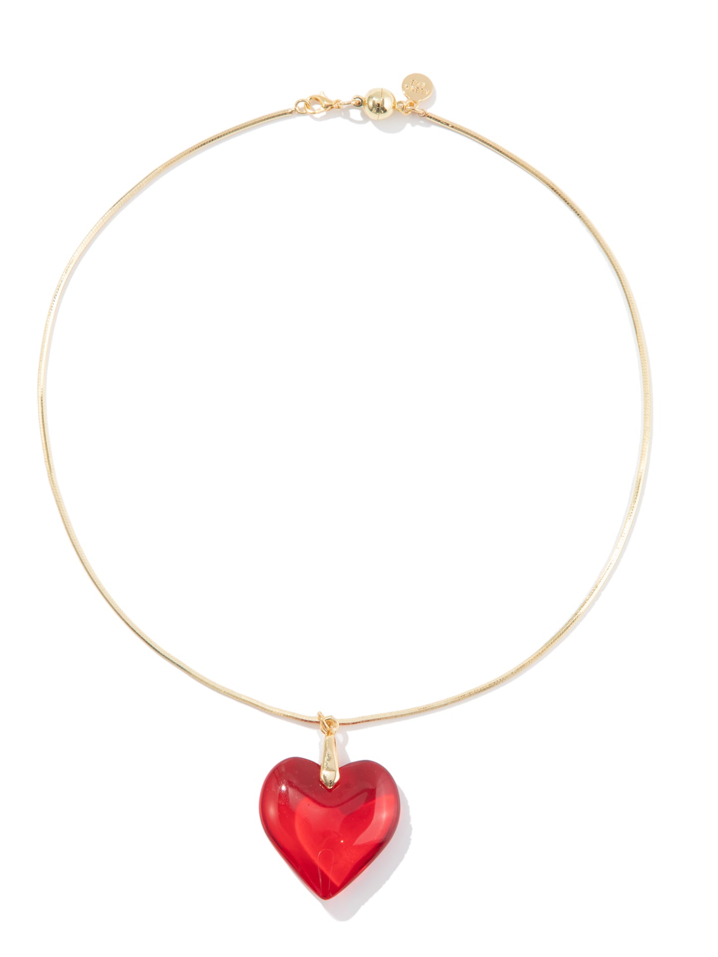 Glass Heart Necklace - Red