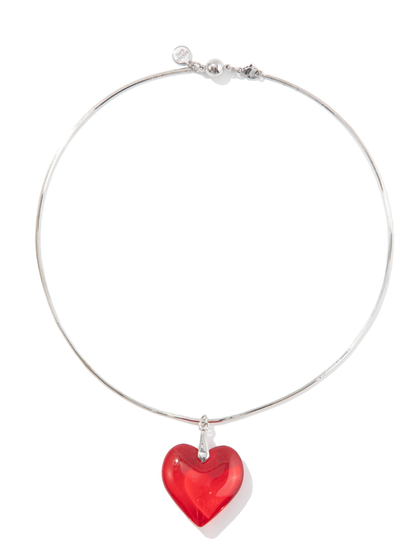 Glass Heart Necklace - Red