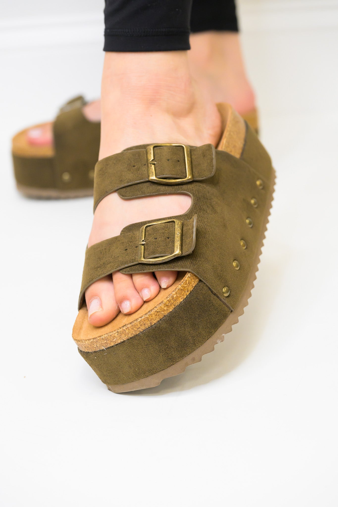 Corky's Wannabe Platform Sandals - Khaki Faux Suede