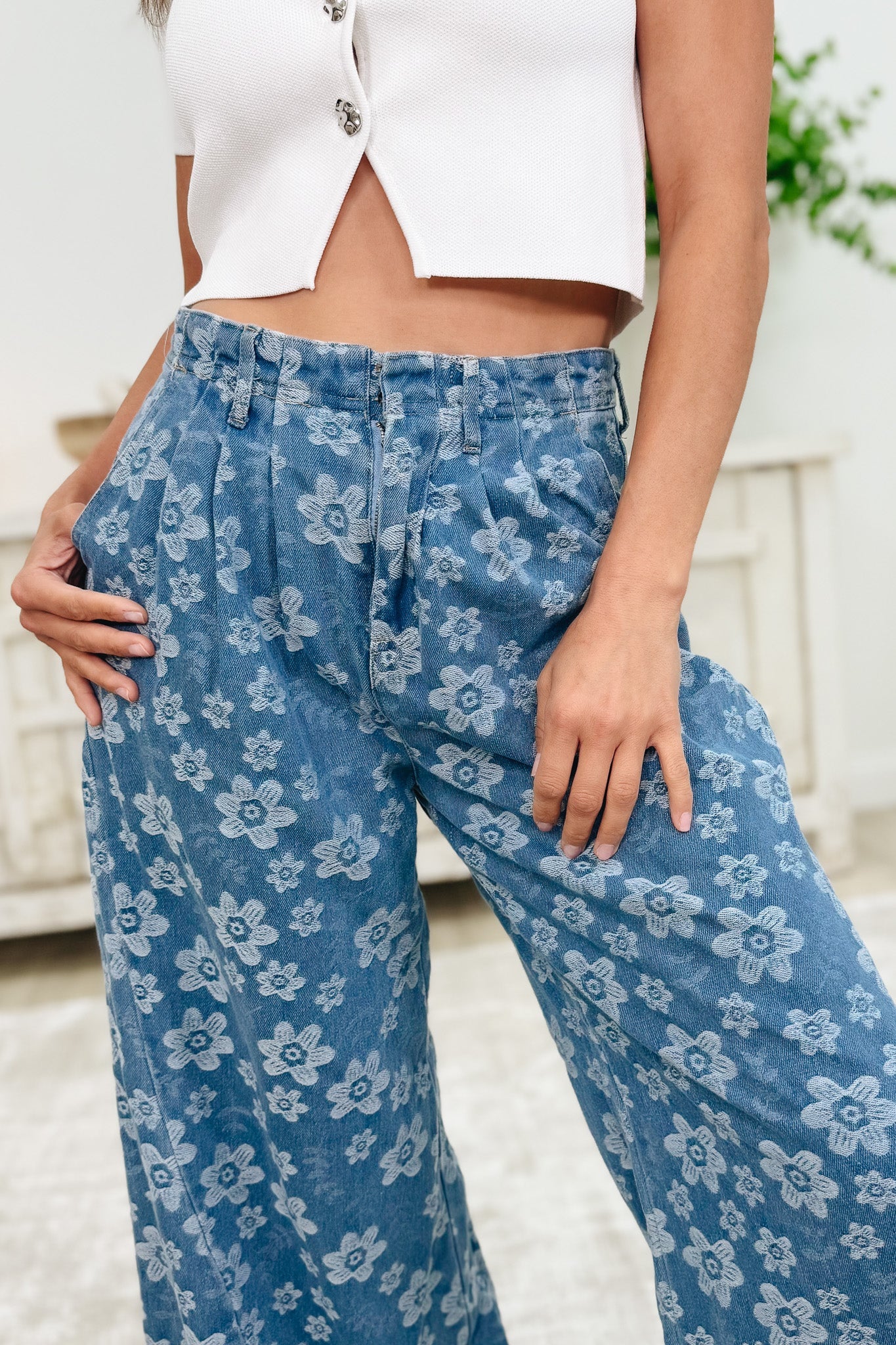 Floral Sensation Pants - Denim