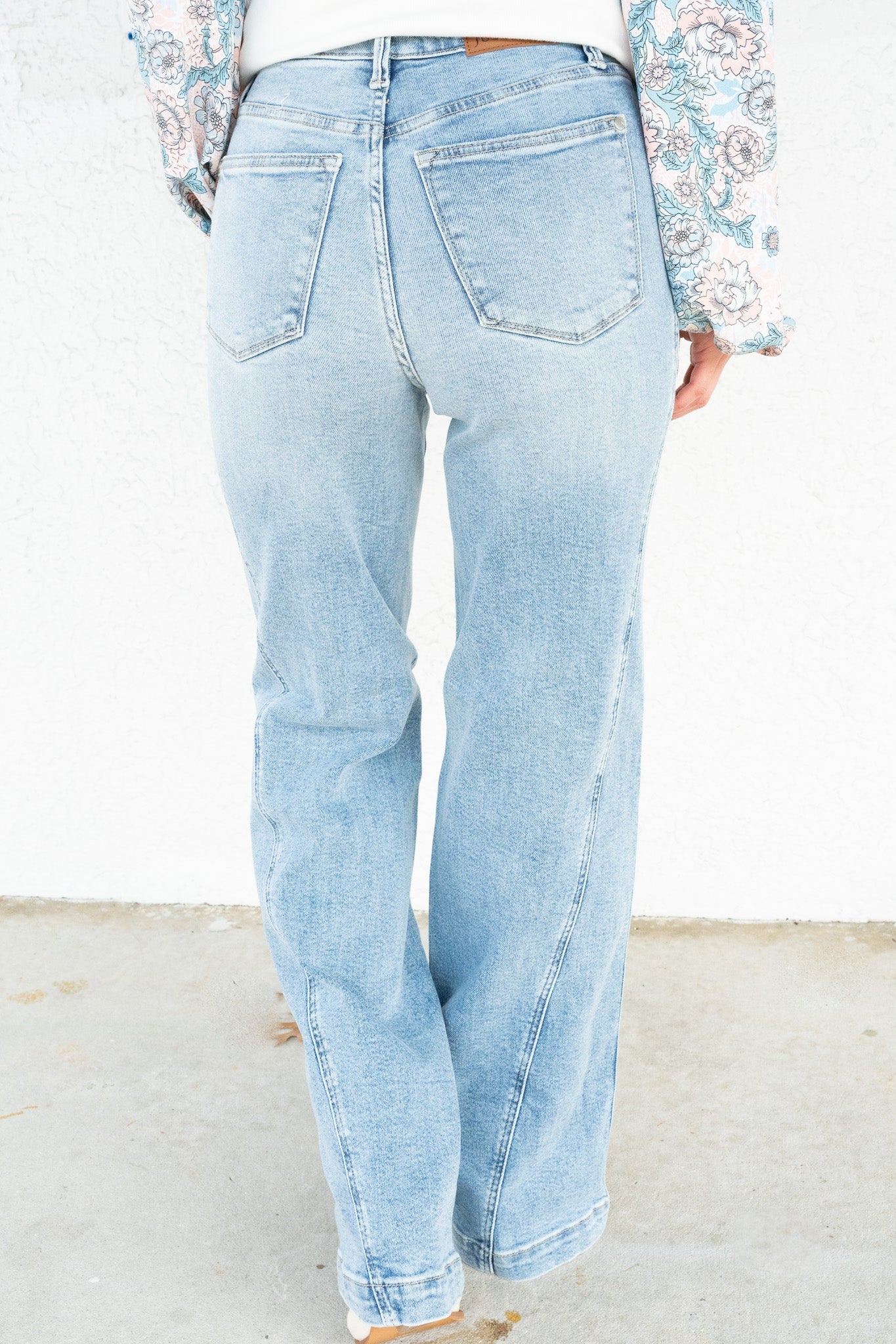 Material Girl By Judy Blue - High Rise Seam Insert Retro Wide Leg Jeans
